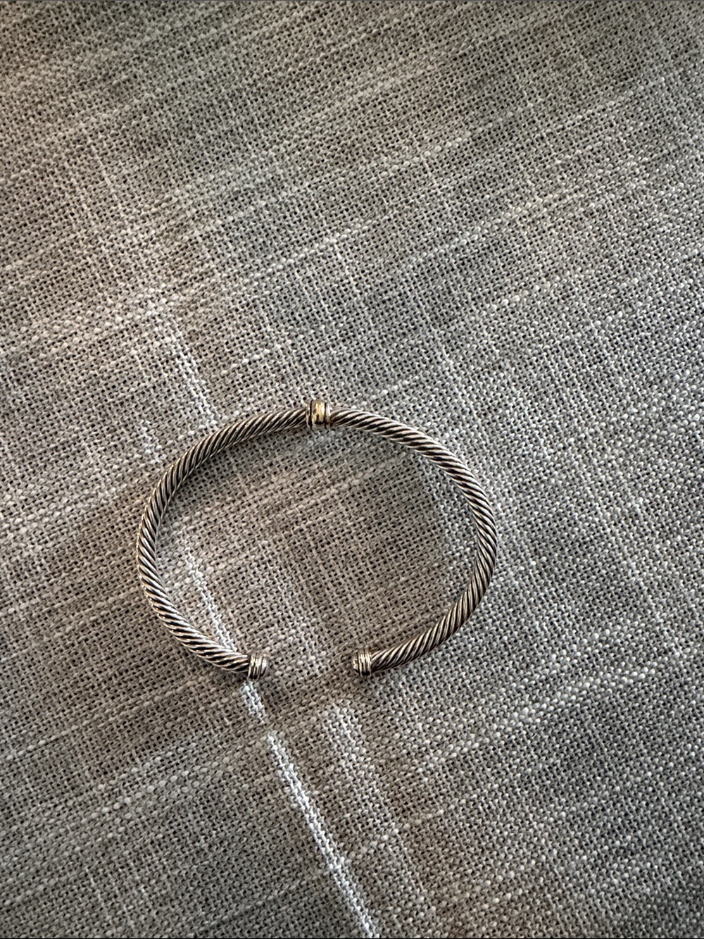 David Yurman Sterling Cable Cuff Bracelet with Gold Accents